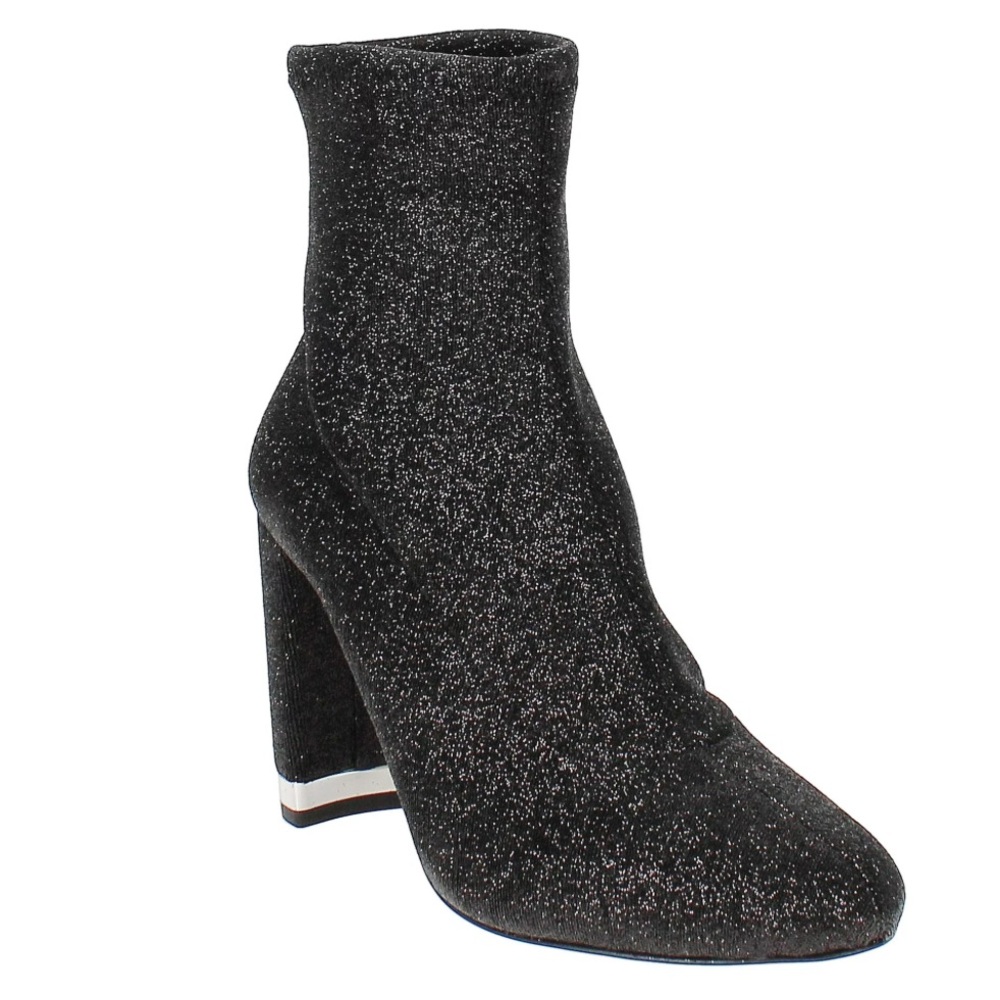 Michael Kors Mandy Sparkle Metallic High Heeled Sock Booties - Black Glitter